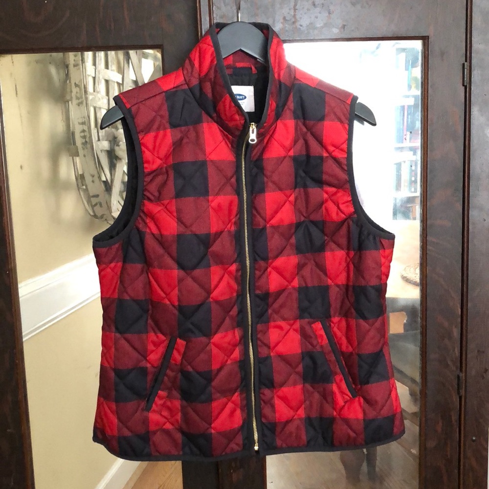 Old Navy- Red and black buffalo plaid vest